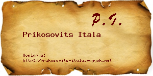 Prikosovits Itala névjegykártya